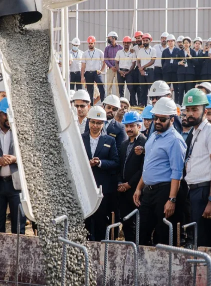 Olympus 2 begins its remarkable ascent with the first concrete pour